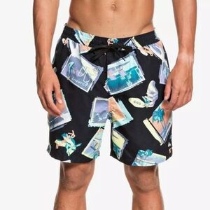 QUIKSILVER VACANCY VOLLEY 16" SWIM SHORTS BLACK SIZE LARGE